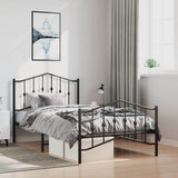 Metal Bed Frame without Mattress with Footboard Black 100x200cm 373802