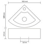 Wash Basin with Overflow 45x32x12.5 cm White 140697