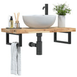 Basin Shelf Wall Mounted Steel and Solid Wood Acacia 3302693