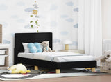 Toddler Bed Frame with Headboard Black 70 x 140 cm Fabric 42010981
