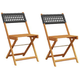 Bistro Chair Set of 2 Black Solid acacia wood, poly rattan 367675