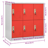 Locker Cabinet Light Grey and Red 90x45x92.5 cm Steel 336438