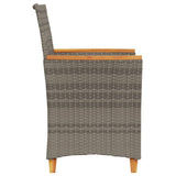 Garden Chairs with Cushions 2 pcs Grey Poly Rattan&Solid Wood 368721