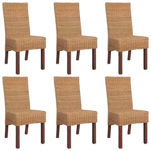 Dining Chairs 6 pcs Brown Natural Rattan 274205