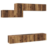 TV Cabinet Set with Drawer 7 pcs Old Wood Engineered Wood 3393486