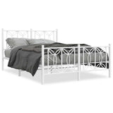 Metal Bed Frame without Mattress with Footboard White 135x190cm 376194