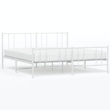 Metal Bed Frame without Mattress with Footboard White 200x200cm 352554