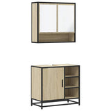 2 Piece Bathroom Furniture Set Sonoma Oak Engineered Wood 3300936