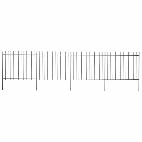 Garden Fence with Spear Top Steel 714.5x150 cm Black 277632