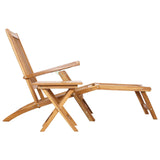 Folding Deck Chair with Table Natural Solid Teak Wood 42030521