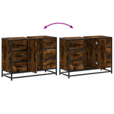 Bathroom Sink Cabinet Smoked Oak 80x33x60 cm Engineered Wood 849281