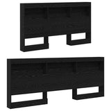 Storage Headboard with Shelf Black Oak 150 cm Engineered Wood 3335494