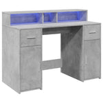 Desk with LED Lights Concrete Grey 120x55x91 cm Engineered Wood 3309414