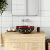 Countertop Basin Black and Red Round 41x14 cm Ceramic 155051