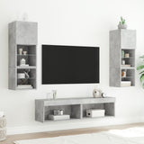 TV Cabinets with LED Lights 2 pcs Concrete Grey 60x30x30 cm 837134