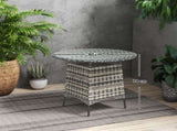 Wicker Garden Rattan Table, Patio Furniture Outdoor Coffee Table with Umbrella Hole and Tempered T3398P317654