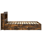 Bed Frame with Storage Smoked Oak 135 x 190 cm Engineered Wood 3434037