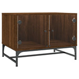 Coffee Table with Glass Doors Brown Oak 68.5x50x50 cm 836545