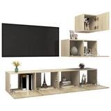 4 Piece TV Cabinet Set Sonoma Oak Engineered Wood 3079050