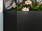 Outdoor Metal Planter, with Back Trellis - Black T3398P310900