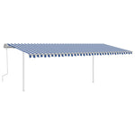 ZNTS Manual Retractable Awning with LED 6x3.5 m Blue and White 3070081