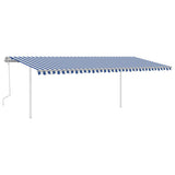 Manual Retractable Awning with Posts 6x3 m Blue and White 3069996
