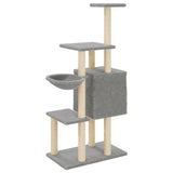 Cat Tree with Sisal Scratching Posts Light Grey 131 cm 172128