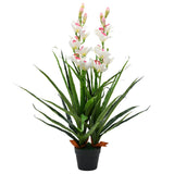 Artificial Cymbidium Orchid Plant with Pot 100 cm Green 245952