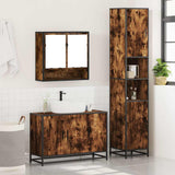 3 Piece Bathroom Furniture Set Smoked Oak Engineered Wood 3301102