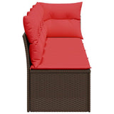 Garden Sofa with Cushion Brown 227 x 62 x 69 cm Poly Rattan 366227