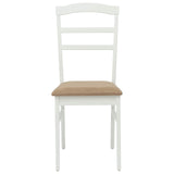Dining Chair 2 pcs White and Brown Solid Rubber Wood 42020499