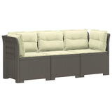 3-Seater Garden Sofa with Cushions Rattan Look PP Light Grey 3443846