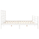 Bed Frame without Mattress White 200x200 cm Solid Wood 3194917