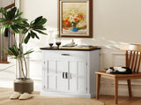 Farmhouse Sideboard with 3 cm Thick Top 2 Barn Doors - White T3398P377886