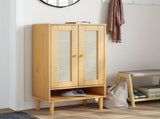 Shoe Cabinet SENJA Rattan Look Brown 59.5x35x107 cm Solid Wood 358049