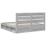 Bed Frame Grey Sonoma 200 x 200 cm Solid Pine Wood 3411709