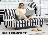 Modern Cuddle Chair, Velvet Single Sofa Armchair with Stripe, Turned Legs and Wide Seat, Upholstered T3398P340994