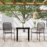 Dining Set Black Powder-coated steel, glass, cotton rope Durable 3099137