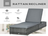 PE Rattan Sun Lounger, Five-level Adjustable Recliner Bed Chair with Soft Padded Cushion for Patio, T3398P314672