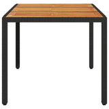 Garden Table with Acacia Wood Top Black 150x90x75 cm Poly Rattan 365535