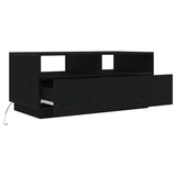 Coffee Table with LED Lights Black Oak 90x49x40 cm 862254