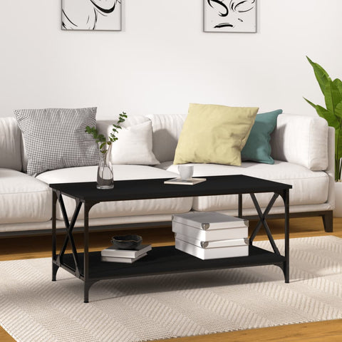 ZNTS Coffee Table Black 100x50x45 cm Engineered Wood and Iron 823307