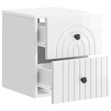 Wall-Mounted Bedside Cabinet with Drawer 2 pcs High Gloss White 898134