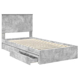 Storage Bed Concrete Grey 100 x 200 cm Engineered Wood 3411239