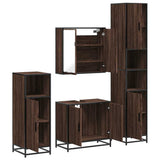4 Piece Bathroom Furniture Set Brown Oak Engineered Wood 3301189