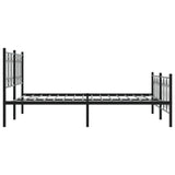 Metal Bed Frame without Mattress with Footboard Black 150x200cm 376148