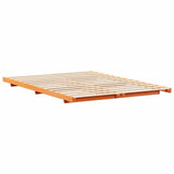 Bed Frame Wax Brown 140 x 210 cm Solid Pine Wood 873111