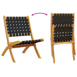 Folding Garden Chairs 2 pcs Black Solid Wood Acacia and Fabric 366510