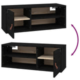 Wall Cabinet Black 80x30x30 cm Solid Wood Pine 818393