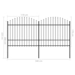 ZNTS Garden Fence with Spear Top Steel x3.4 m Black 277740